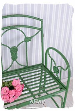 Shabby Chic Garden Chair Vintage Iron Art Nouveau Chair Green