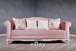 Sofa Baroque Antique Rose Massif Aged Vintage Art Style Upholstered Furniture