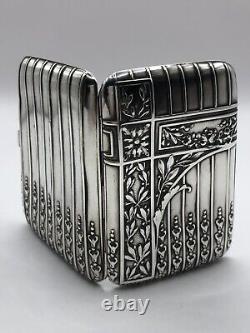 Solid Silver and Vermeil Cigarette Case Germany 1900 Art Nouveau