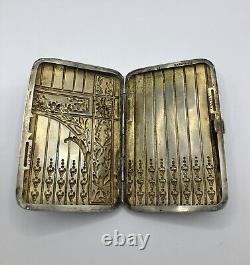 Solid Silver and Vermeil Cigarette Case Germany 1900 Art Nouveau