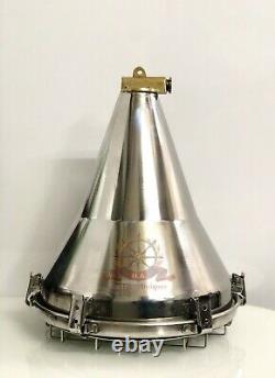 Stainless Steel Silver Vintage Industrial Conical Ceiling During Ship Light