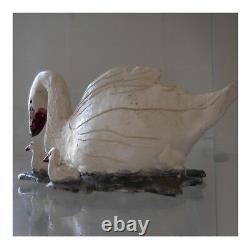 Statuette Swan In Hand Made Ceramic Vintage Art Deco Design XX Pn France N30