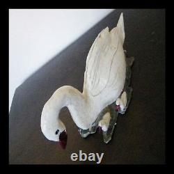 Statuette Swan In Hand Made Ceramic Vintage Art Deco Design XX Pn France N30