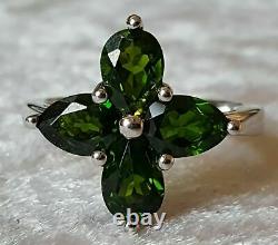Sterling Silver & Peridot Vintage Art Deco Ancient Flower Ring