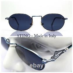 Sting 4199 Made In Italy Sunglasses Male Female Octogonal Blue Punk 90