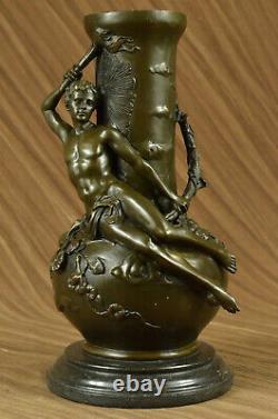 Style Art Nouveau Louis Auguste Moreau Vintage Reproduction Bronze Vase Nr