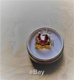 Sublime Ring Art Nouveau Old Couture Vintage Gold Ruby ​​silver