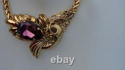 Superb Vintage Italian Designer Necklace Mony Art Necklace Gold Tone Stone Rare
