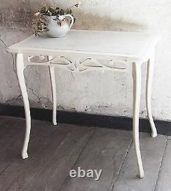 Table + 2 Antique Wooden And Marble Sleeves Art Nouveau 1900 Vintage XX