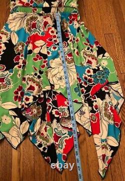 Tadashi Vintage Floral Strapless Art New Length Tea Handkerchief Rare Xs