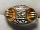 Tank Ring Vintage Art Nouveau Gold 18k 750 + Diamonds Punches 3,11g T57/58