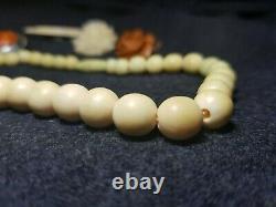 Tb Set Vintage Jewelry Necklace Ivory Beads, Cf. Art Deco Nouveau