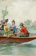 Tempera Vintage Drawing Figures Drawing Former Was Boat, Boat