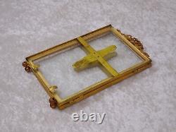 Translation: Ancient Style in Brass Art Nouveau Double Photo Frame Vintage Gold Around 1910