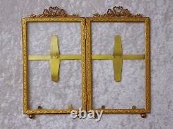 Translation: Ancient Style in Brass Art Nouveau Double Photo Frame Vintage Gold around 1910