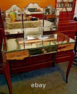 Tritych Venetian Style Hairdressing Cabinet & Mirror Top- Vintage Art Nouveau