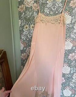 True Vintage 1920s Pink Peach Lace Flapper Lingerie Nightgown