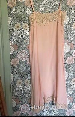 True Vintage 1920s Pink Peach Lace Flapper Lingerie Nightgown