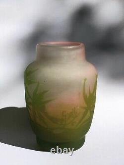 Vase Gallé Miniature (8.3 X 5.8 Cm) Glass Art Nouveau 1900 Vintage Perfect Condition