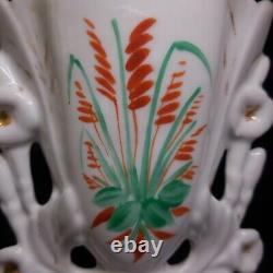 Vase Porcelain Fine Opaque Ceramic Vintage Art Nouveau Fleur Dourure Gold N7794