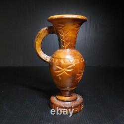Vase Soliflore Wood Sculpture Handmade Design 20th Vintage Art Decoration Flower N7732