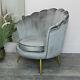 Velvet Gray Hull Chair Vintage Art Deco Luxury Bedroom Dining Room Accent