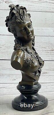 Victorian Maiden Female Bust Art Nouveau Vintage Reproduction Bronze Statue