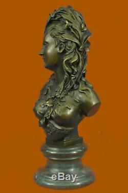 Victorian Maiden Female Bust Statue Art Nouveau Vintage Bronze Balance