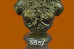 Victorian Maiden Female Bust Statue Art Nouveau Vintage Bronze Balance