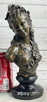 Victorian Maiden Female Bust Statue Art Nouveau Vintage Bronze Item