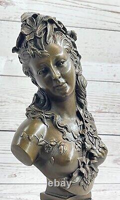 Victorien Maiden Bust Female Statue Art Nouveau Vintage Reproduction Bronze