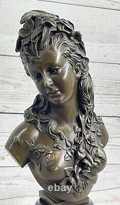 Victorien Maiden Bust Female Statue Art Nouveau Vintage Reproduction Bronze