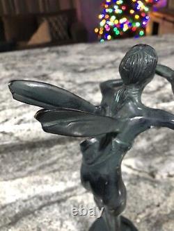 Vintage 12-inch Winged Fairy Art Nouveau Garden or Fountain Figurine Statue.