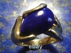 Vintage 18k Gold Ring 750 + Lapis Lazuli Art Nouveau / Déco 7.09g T59