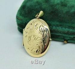 Vintage 9ct Yellow Gold Medallion With Art Nouveau Floral Motif # P535 3.92g