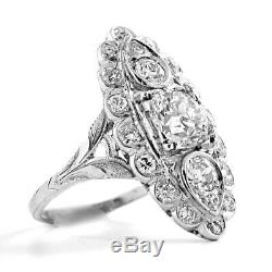 Vintage 9kt White Gold Diamond Ring 3.1 Carat Art Deco Wedding Rings D / Vvs1