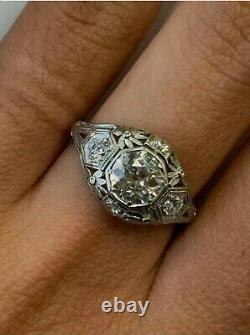 Vintage & Ancient Art Deco Fine 14k Gold Ring White Finish 2 Ct Signity Diamond