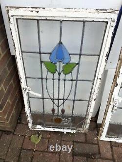 Vintage Antique Art New Stained Glass Cristal Windows 36.5x20 Pair (2)