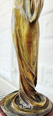 Vintage Antique Art Nouveau Spelter Statue Edelweiss Lucien Alliot Bronze France