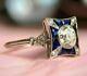 Vintage Art Deco Engagement Chaton Ring 14k Gold On 3ct Diamond And Sapphire