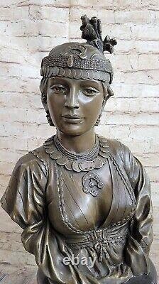 Vintage Art Deco French Bronze Female Bust Figurative Woman Statue