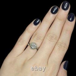 Vintage Art Deco Inspired White & Blue Diamond Engagement Party 925-silver Ring