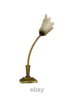 Vintage Art Deco Nouveau Bronze Minimalist Floral Lamp Free Form Torchere