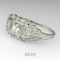 Vintage Art Deco Princess White Engagement Diamond Ring In Gold Gold Finish