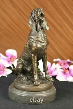 Vintage Art Deco Solid Fonte Bronze Dog / Hunting Marble Figure