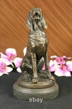 Vintage Art Deco Solid Fonte Bronze Dog / Hunting Marble Figure