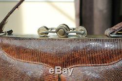 Vintage Art Deco Style Leather Handbag