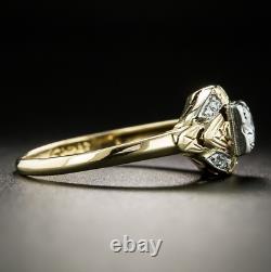 Vintage Art Deco Wedding Ring In 14k Yellow Gold With Simulated Diamond