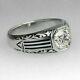 Vintage Art Deco Zircone Engagement Men's Ring Solid 925 Silver