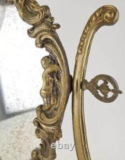 Vintage Art New Brass Angelot Fashion Mirror Vanity Sea Shell Top Stand